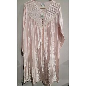 Character Pink Floral Satin Lace Trim Modest Nightgown Size M Vintage NWT